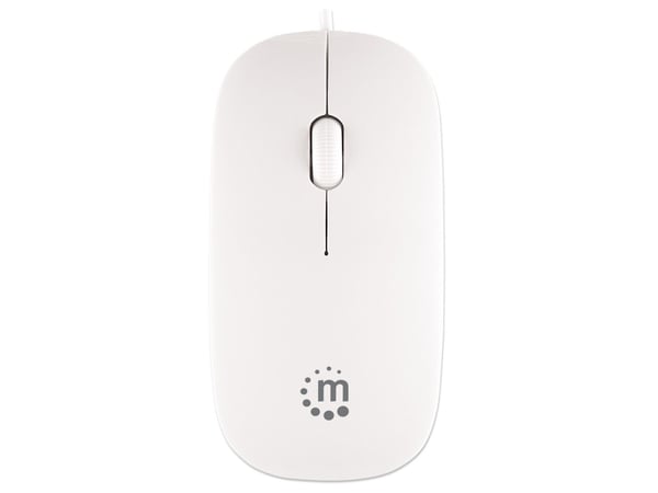 Manhattan 177627, Ambidextrous, Optisk, USB Type-A, 1000 DPI, Vit