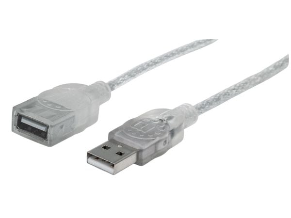 Manhattan 336314, 1,8 m, USB A, USB A, USB 2.0, Hankjønn/hunkjønn, Sølv