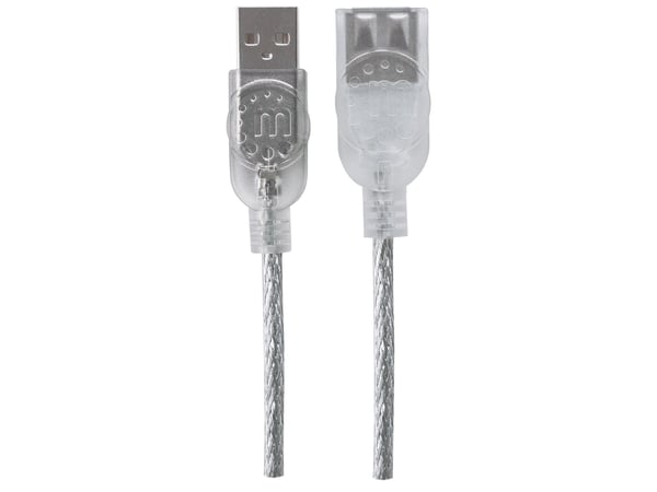 Manhattan 336314, 1,8 m, USB A, USB A, USB 2.0, Hankjønn/hunkjønn, Sølv
