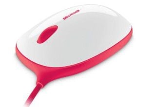 Microsoft Express Mouse - Mus - høyre- og venstrehåndet - optisk - 3 knapper - kablet - USB - hvit, rosa