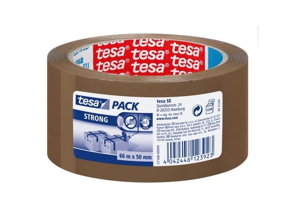 Tesapack Strong - Pakketape - 50 mm x 66 m - polypropylen - brun