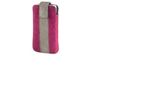 Hama Mobile Phone Sleeve "Chic Case", size M - Beskyttelsesmuffe for mobiltelefon - lær - rosa/grå - for BlackBerry Curve 8520; Motorola DEFY MB525...