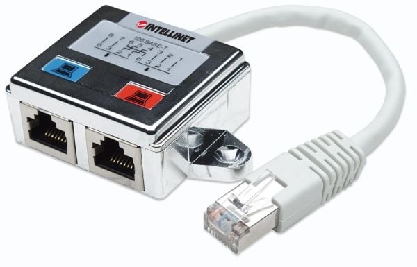 Intellinet 504195, 2 x RJ45, RJ45, Sølv, Hvit