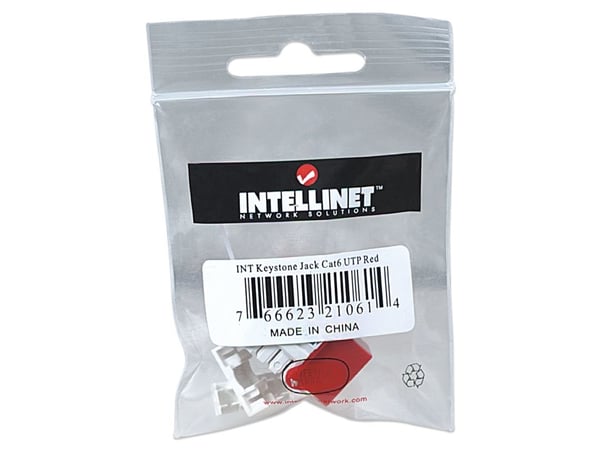 Intellinet 210614, Flat, Rød, RJ-45, Hunkjønn, 22/26, Cat6