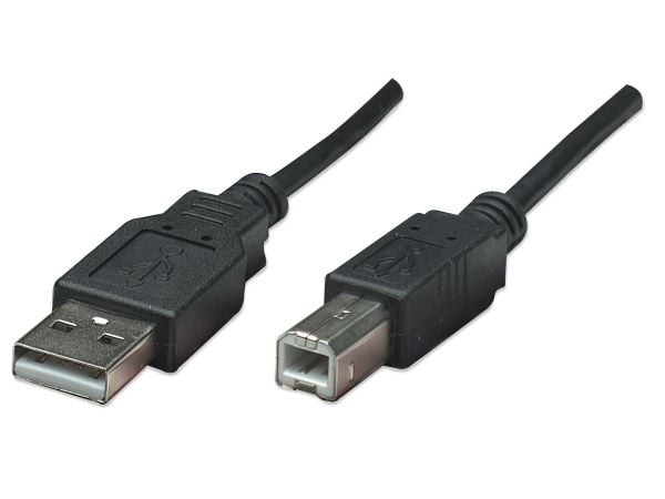 Manhattan 374507, 0,5 m, USB A, USB B, USB 2.0, uros-/urosliitin, musta