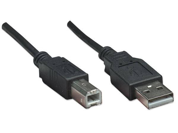 Manhattan 374507, 0,5 m, USB A, USB B, USB 2.0, uros-/urosliitin, musta