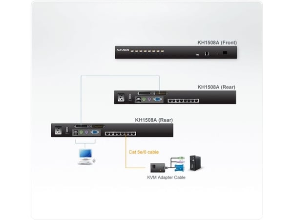 ATEN KH1508A-AX-G, 1920 x 1200 pikseliä, Ethernet LAN, WUXGA, 5,1 W, Musta