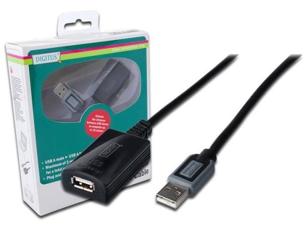 DIGITUS DA-73100-1 - USB-forlengelseskabel - USB (hunn) til USB (hann) - USB 2.0 - 10 m
