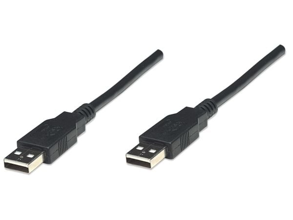 Manhattan 306089, 1,8 m, USB A, USB A, USB 2.0, Hankjønn/hankjønn, Sort
