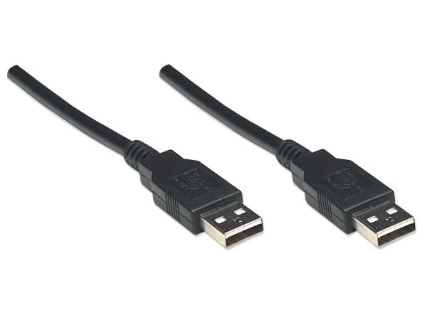 Manhattan 306089, 1,8 m, USB A, USB A, USB 2.0, Hankjønn/hankjønn, Sort