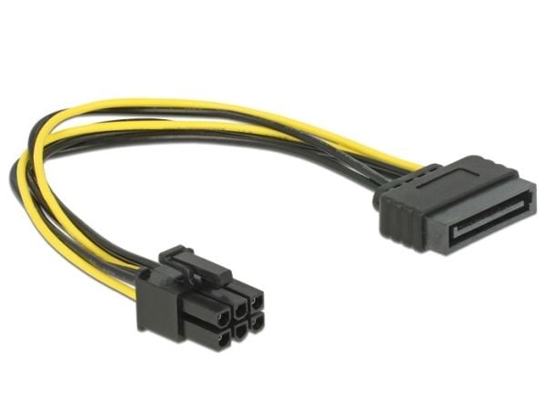 Delock - Strømkabel - SATA-strøm (hann) til 6-pins PCIe-strøm (hann) - 21 cm