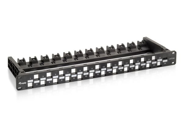 Equip 769225, Cat6a, Sort, Fiberglass, Polykarbonat, Rackmontering, 1U, RoHS