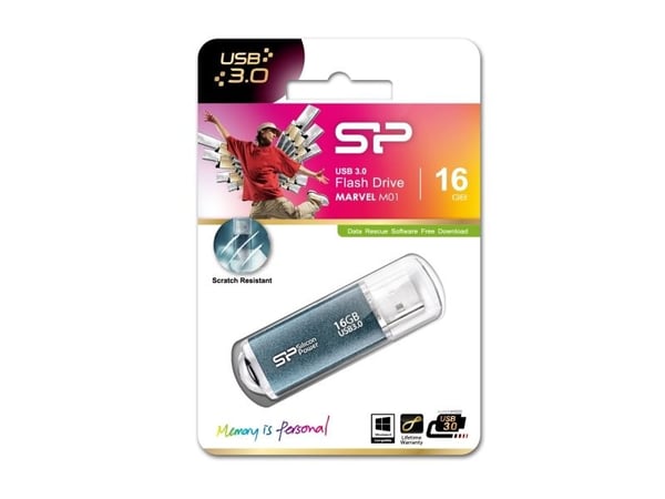 SILICON POWER Marvel M01 - USB-flashstasjon - 16 GB - USB 3.0 - isblå