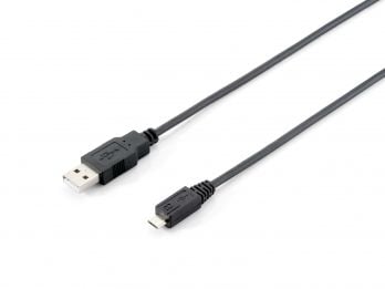 Equip 128594, 1 m, USB A, Micro-USB B, USB 2.0, Hankjønn/hankjønn, Sort