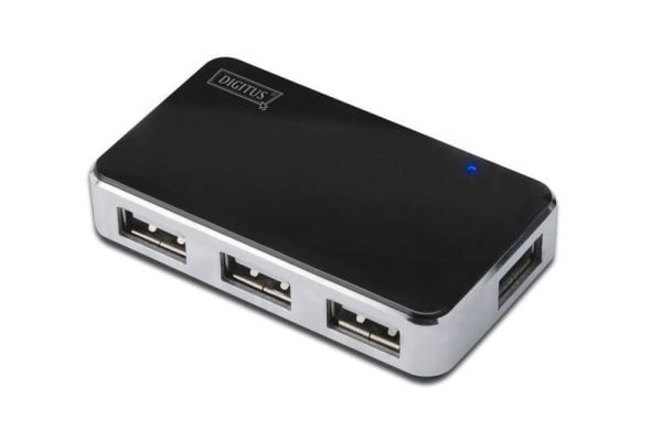 Digitus USB 2.0 Swivel Hub 4-Port, 480 Mbit/s, Musta