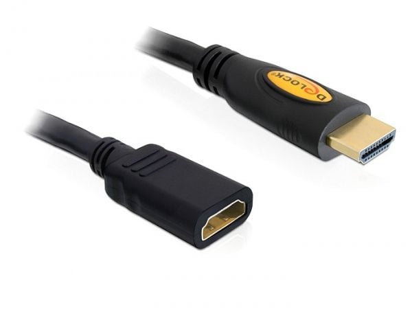 Delock High Speed HDMI with Ethernet - HDMI-forlengelseskabel med Ethernet - HDMI hann til HDMI hunn - 2 m - svart
