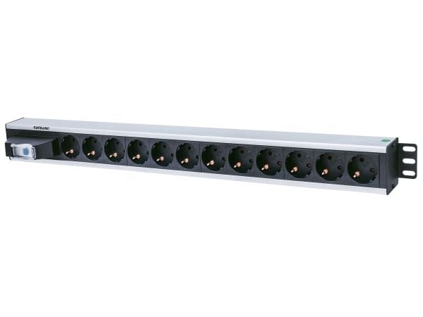 Intellinet I-CASE STRIP-12SH, Strømkontaktmontering, Aluminium, Svart, 3 m, CE, WEEE/RAEE, 220-250 V, 12 AC-utganger