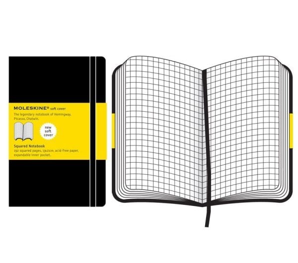 Moleskine Classic Large - Notisbok - 130 x 210 mm - 96 ark / 192 sider - elfenbenspapir - rutet - svart