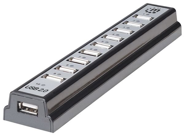 Manhattan 161572, USB 2.0, USB 2.0, 480 Mbit/s, Svart, Sølv, Plast, Kraft indikator
