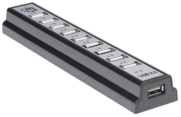 Manhattan 161572, USB 2.0, USB 2.0, 480 Mbit/s, Svart, Sølv, Plast, Kraft indikator