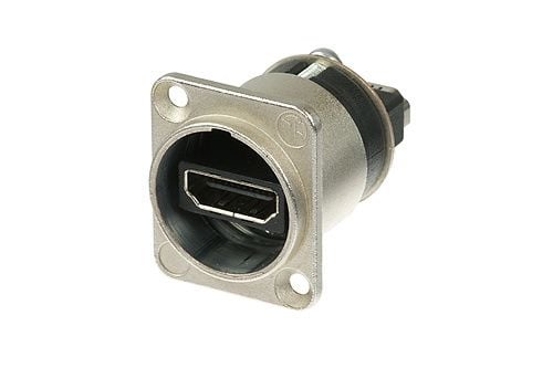 Neutrik NTR-NAHDMI-W, HDMI 1.3a, Hopea, ABS-synteettinen, Messinki, Nikkeli, Sinkittyä terästä, UL 94 V-0, -25 - 85 °C, 31 mm
