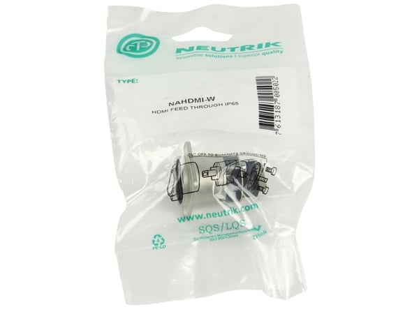 Neutrik NTR-NAHDMI-W, HDMI 1.3a, Sølv, ABS syntetisk, Messing, Nickel, Zink-stål, UL 94 V-0, -25 - 85 °C, 31 mm
