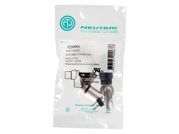 Neutrik NTR-NC3MRX, XLR, Sort, Sølv, Nickel, Polyamid, Polyoksymetylen (POM), Polyurethan, Zink-stål, -30 - 80 °C, 71,2 mm, 38,5 mm