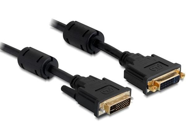Delock - DVI-forlengelseskabel - DVI-I (hann) til DVI-I (hunn) - 1 m - tommelskruer