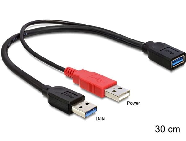Delock - USB-kabel - USB-type A (hunn) til USB (kun strøm), USB-type A (hann) - USB 3.0 - 30 cm