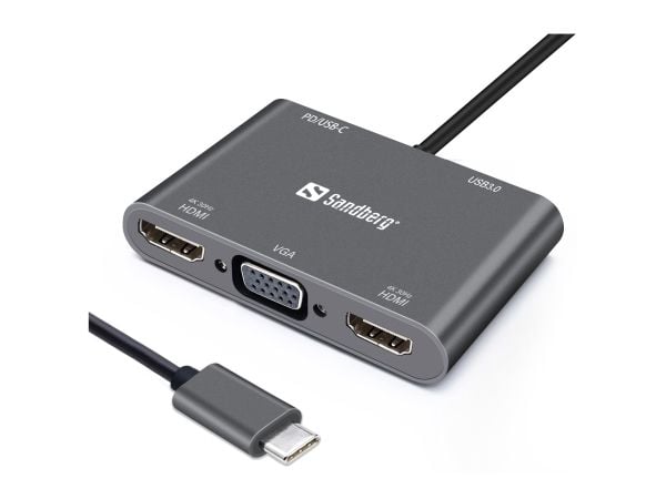 Sandberg USB-C Dock - Dockningsstation - USB-C - VGA, HDMI