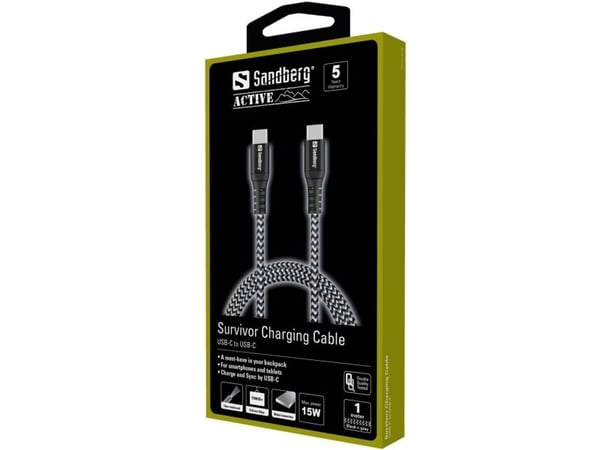 Sandberg Survivor - USB-kabel - USB-C (hann) til USB-C (hann) - 1 m