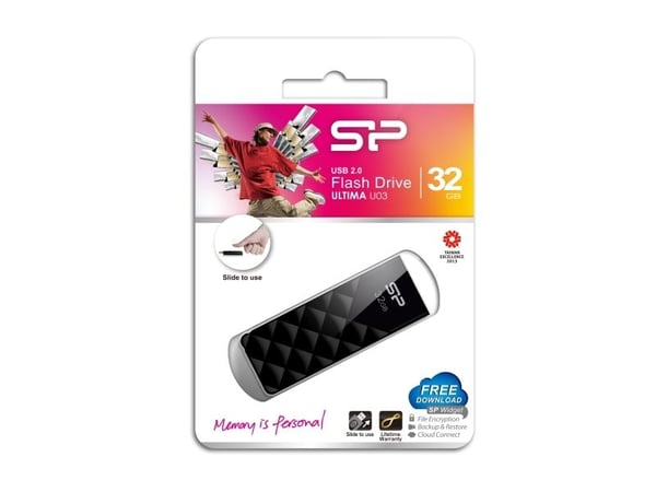 SILICON POWER Ultima U03 - USB-flashstasjon - 32 GB - USB 2.0 - mystikksvart