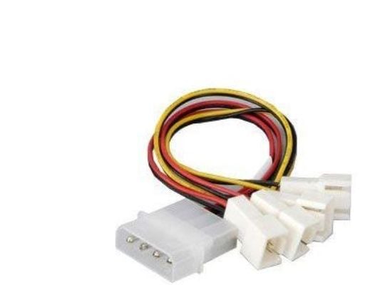 Akasa multi fan connection with speed reduction - Jakaja tuulettimelle - 4-pinninen sisäinen virtaliitin (uros) 3-pinniseen tuuletinliitäntään (uro...