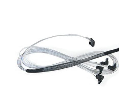 Microchip Adaptec - SAS intern kabel - med sidebånd - SAS 6Gbit/s - 4-spors - SATA (hunn) til 4 x Mini SAS HD (SFF-8643) (hann) - 80 cm - rettvinkl...