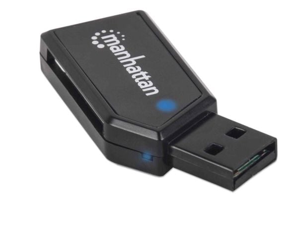 Manhattan 101677, MicroSD (TransFlash), microSDHC, microSDXC, MMC, SD, SDHC, SDXC, Sort, 480 Mbit/s, CE, FCC, USB 2.0, 25 mm