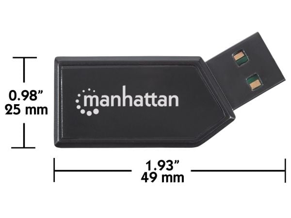 Manhattan 101677, MicroSD (TransFlash), microSDHC, microSDXC, MMC, SD, SDHC, SDXC, Sort, 480 Mbit/s, CE, FCC, USB 2.0, 25 mm