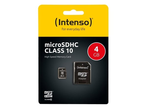Intenso Class 10 - Flash-minneskort (microSDHC till SD-adapter ingår) - 4 GB - Klass 10 - microSDHC