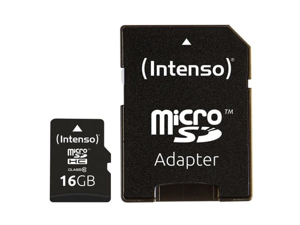 Intenso Class 10 - Flash-minneskort (microSDHC till SD-adapter ingår) - 16 GB - Klass 10 - microSDHC