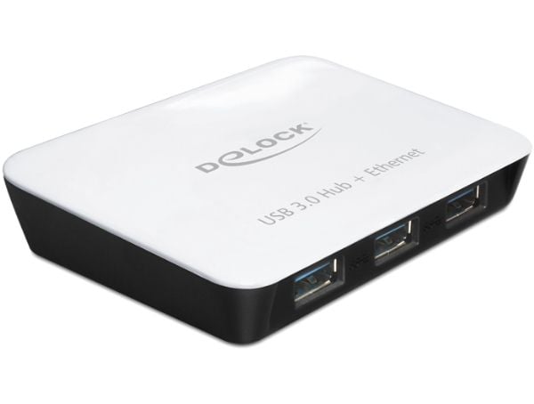 Delock - Nettverksadapter - USB 3.0 - 1GbE - 1000Base-T + 3 x USB 3.0