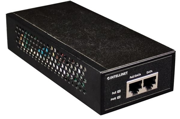 Intellinet 560566, Gigabit Ethernet, 10,100,1000 Mbit/s, IEEE 802.3, IEEE 802.3ab, IEEE 802.3af, IEEE 802.3at, IEEE 802.3u, Cat5, Cat5e, Sort, Metall