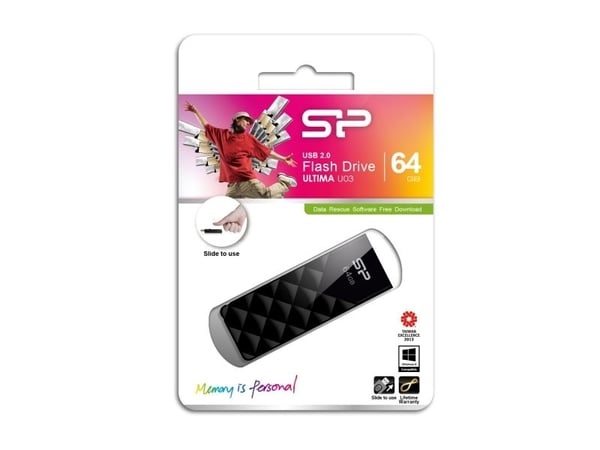 SILICON POWER Ultima U03 - USB-flashstasjon - 64 GB - USB 2.0 - mystikksvart