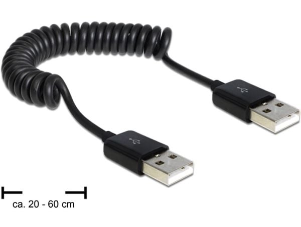 Delock - USB-kabel - USB (hann) til USB (hann) - USB 2.0 - 60 cm - rullet sammen - svart
