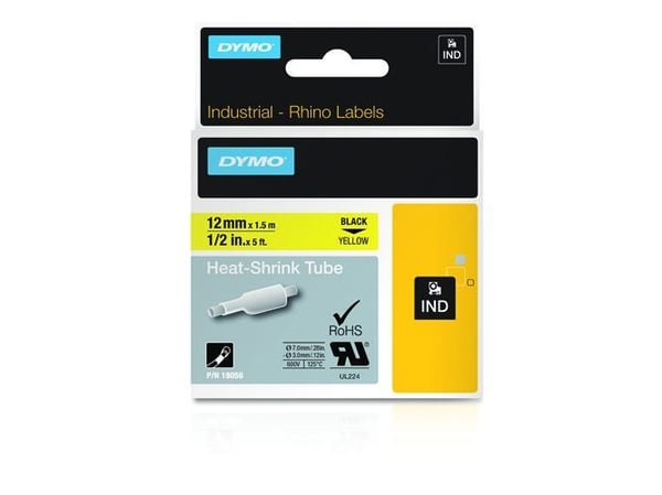 DYMO RhinoPRO Heat shrink tubing - Polyolefin - gul - Rull (1,2 cm x 1,5 m) 1 rull(er) hylser - for Rhino 4200, 6000, 6000 Hard Case Kit