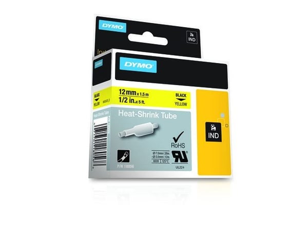 DYMO RhinoPRO Heat shrink tubing - Polyolefin - gul - Rull (1,2 cm x 1,5 m) 1 rull(er) hylser - for Rhino 4200, 6000, 6000 Hard Case Kit