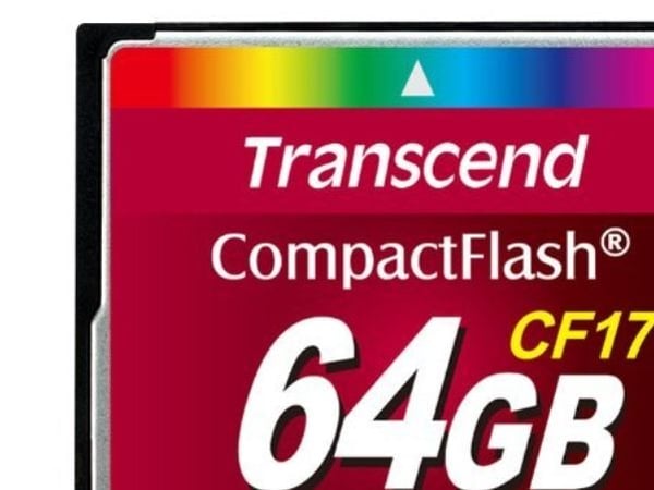 Transcend 64GB CF, 64 GB, CompactFlash, 89,20 MB/s, 61,27 MB/s, Musta
