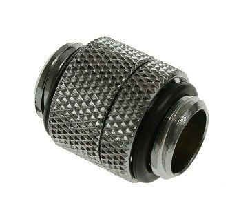 Bitspower-adapter rak G1/4 tum hane till G1/4 tum hane - vridbar, silverglänsande