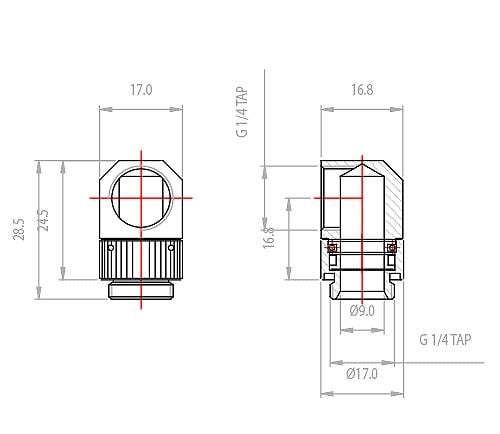 Koolance NZL-LXG1 Swiveling Elbow - Armatur for væskekjølesystem