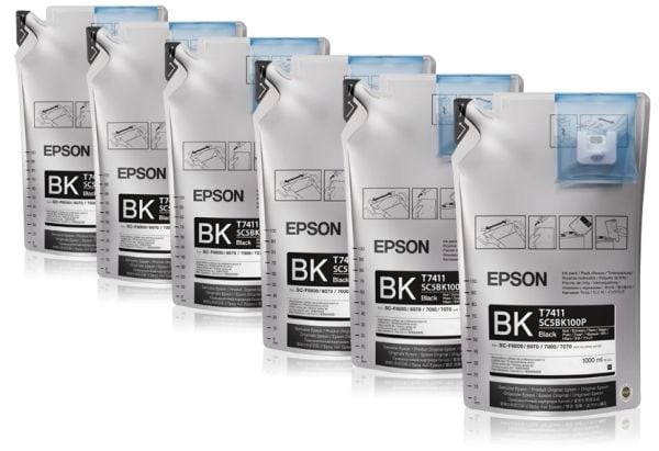 Epson UltraChrome DS Black T741100 (1Lx6packs), Väriainepohjainen muste, 1 kpl, Monipakkaus
