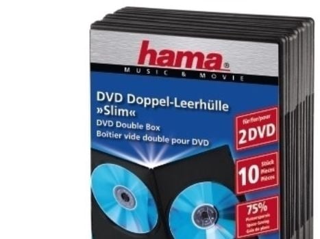 Hama DVD Slim Double-Box 10, Black, 2 levyt, Musta, 192 mm, 137 mm, 68 mm, 549 g