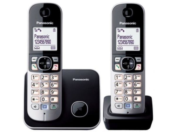 Panasonic KX-TG6812 - Trådløs telefon med opkalds-ID - DECT\GAP - sort + ekstra telefonrør - Engelsk brugervejledning